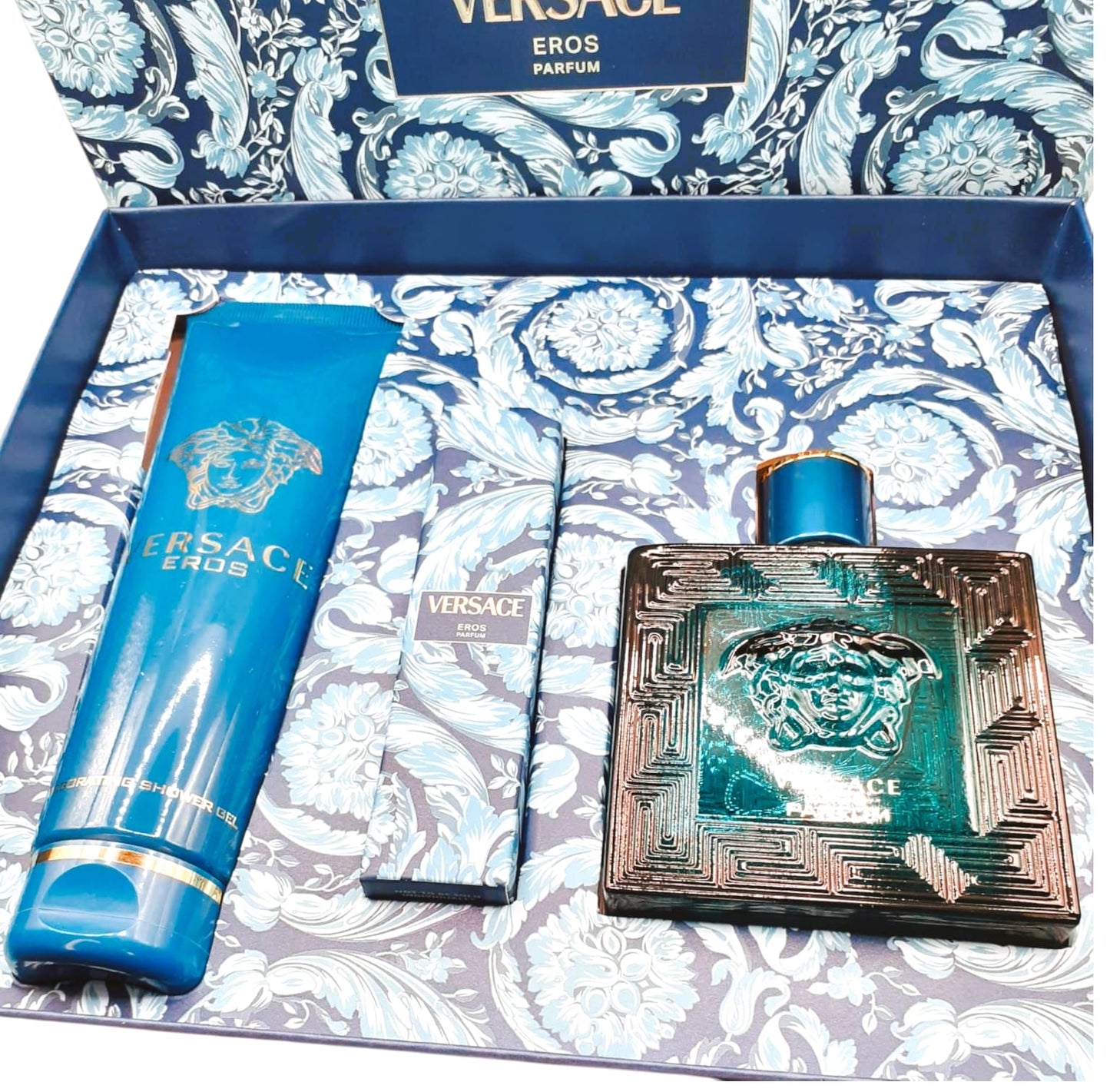 Versace Eros Parfum Set Shower gel 150 ml + Travel Spray 10 ml + Natural Spray 100 ml