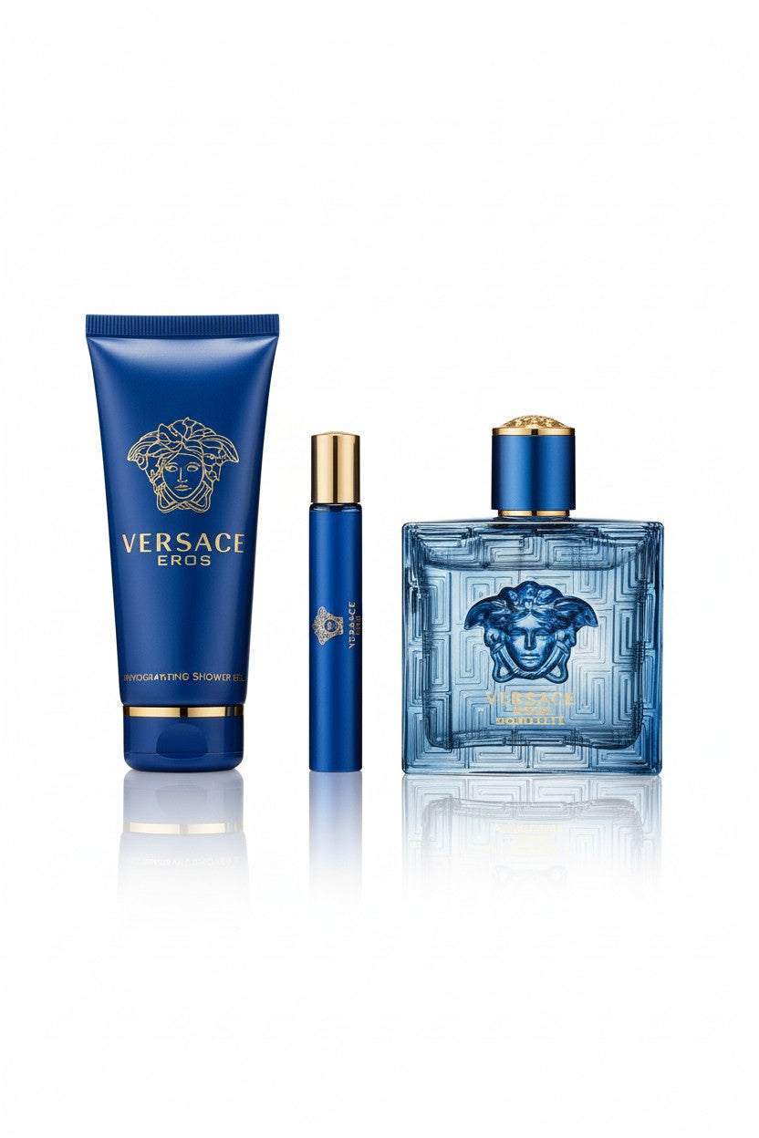 Versace Eros Parfum Set Shower gel 150 ml + Travel Spray 10 ml + Natural Spray 100 ml