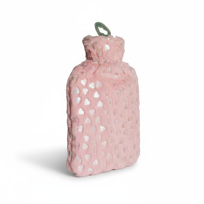Pinke Wärmflasche mit Herzmuster 2000 ml